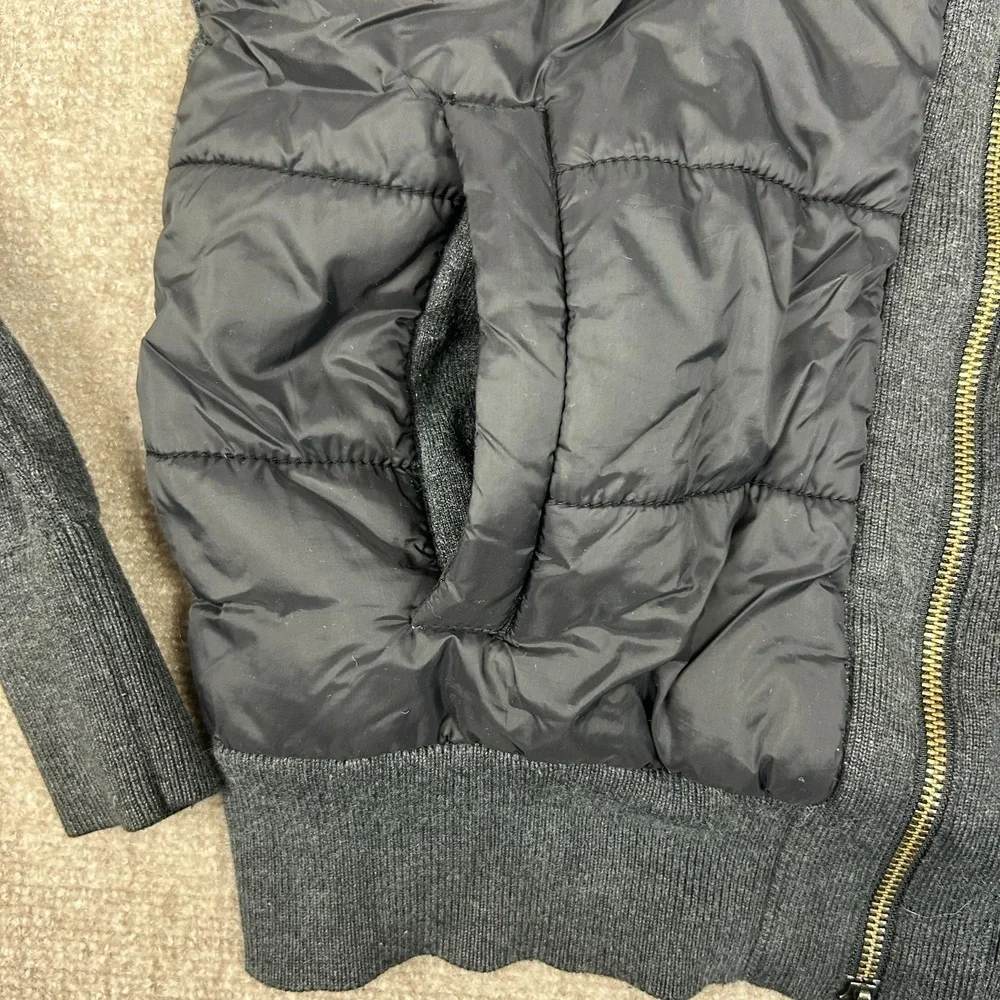 Banana Republic Hybrid Jacket Mens Medium Gray Knit Long Sleeve Hooded Full Zip